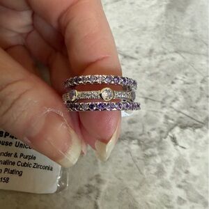 Bomb Party Lavender and purple Triple-Row Stackable Rings Size 7